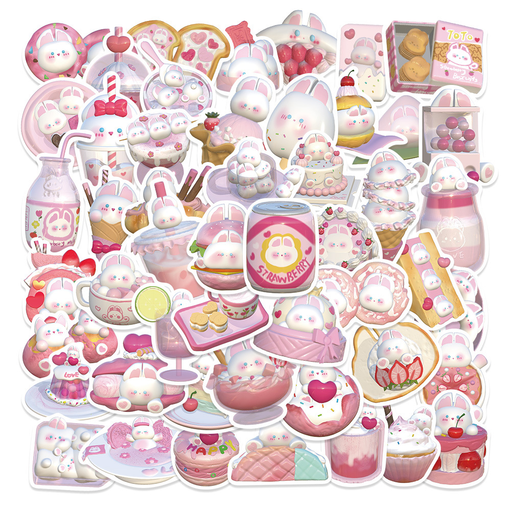 50 original 3D puff puff Rabbit Baby cartoon stickers DIY Luggage Scooter Computer water cup waterproof stickers