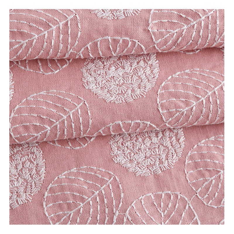 Manufacturers supply Ramie cotton embroidery cloth flat embroidery handmade fashion home supplies dress decorative fabric