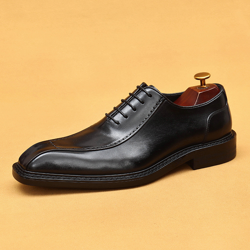Picture of [vip for] business formal leather shoes men's soft-soled professional work shoes pointed British retro Oxford men's shoes
