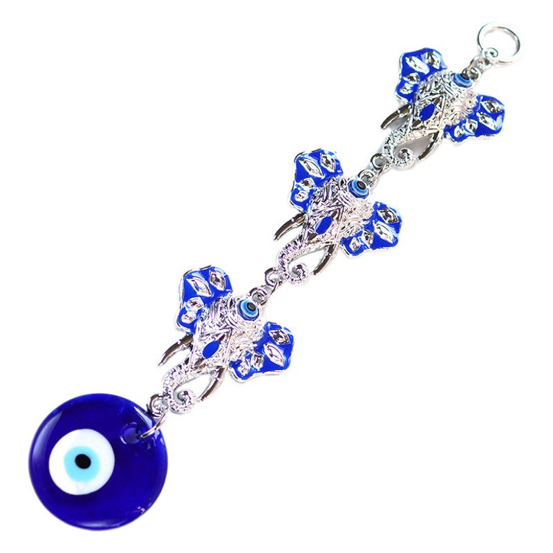 European and American Devil's Eye Three Elephant Glazed Blue Eye Pendant Pendant Wholesale Wall Decoration Cross-Border Supply Manufacturer