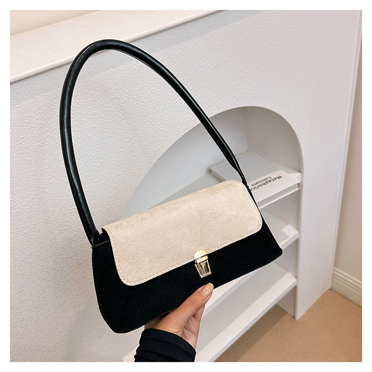 Advanced Texture Contrast Color Underarm Bag Women's 2023 New Style Frosted Shoulder Bag Niche Design Buckle Women's Bag