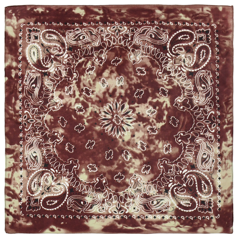 Picture of 54 * 54CM polyester tie-dyed cashew flower square scarf wholesale ameikaji bandana outdoor hip hop street dance headscarf