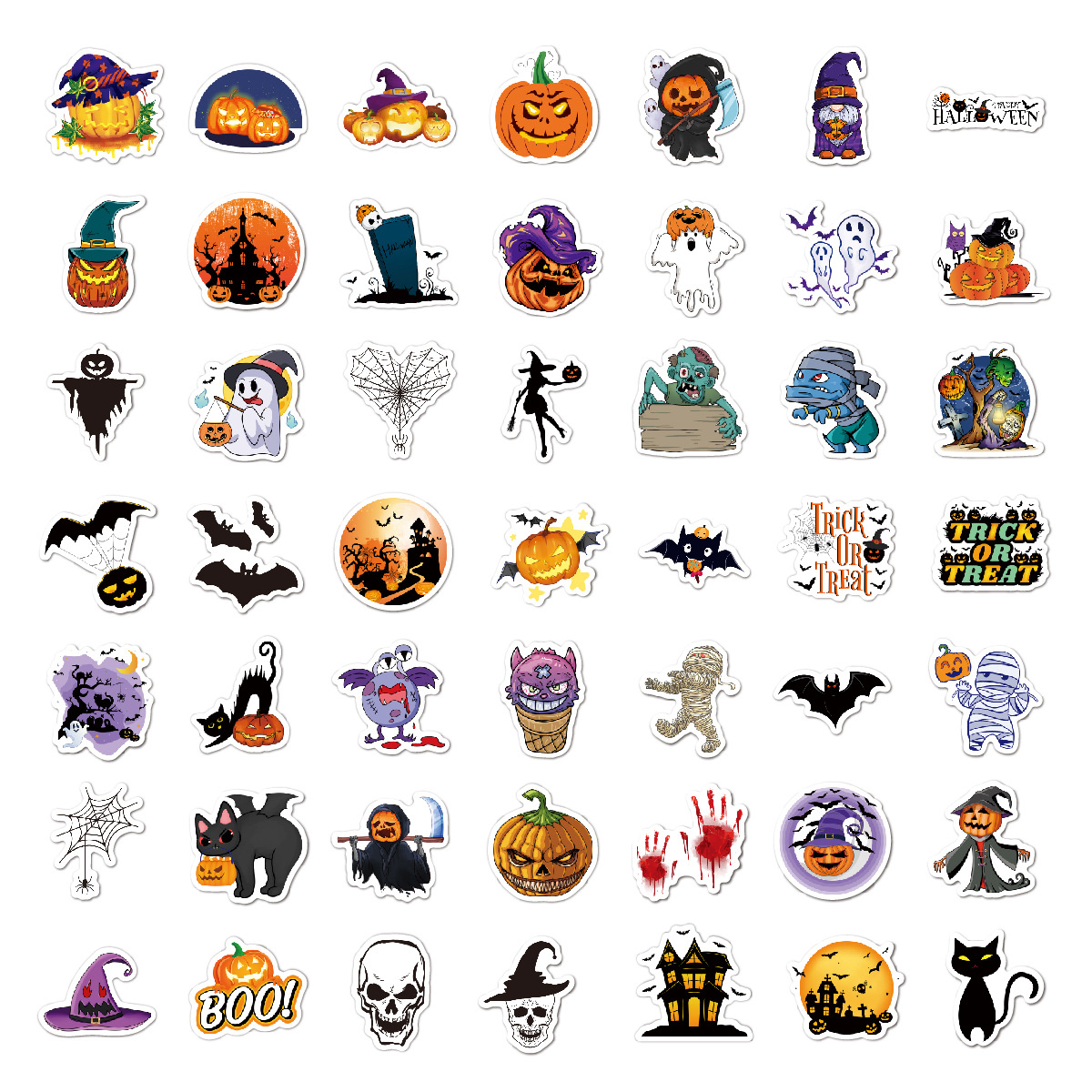 Picture of Halloween Stickers 2025 Holographic Laser Suitcase Water Cup Holiday Party Decoration Halloween Waterproof Stickers
