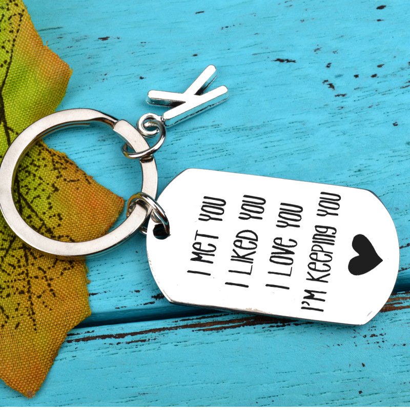 Picture of I Met You I Like You I Love You Couple Friends Stainless Steel Keychain Engraving