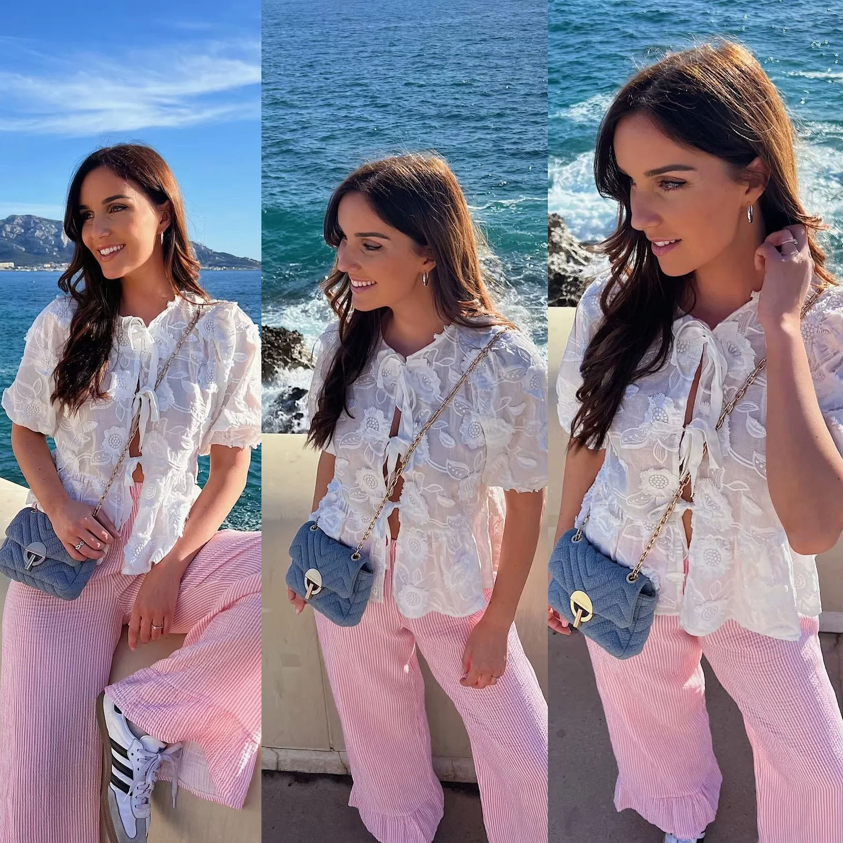 Spring and summer sweet and spicy style white lace shirt design sense tie bow small French long sleeve thin