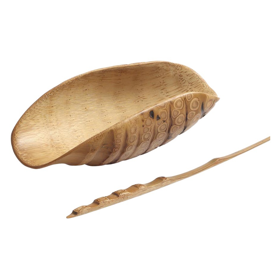 Bamboo Root Tea Hand-made Bamboo Tea Shovel Tea Ceremony Awakening Tea Lotus Bamboo Root Carving Tea Set Bamboo Root Play Set