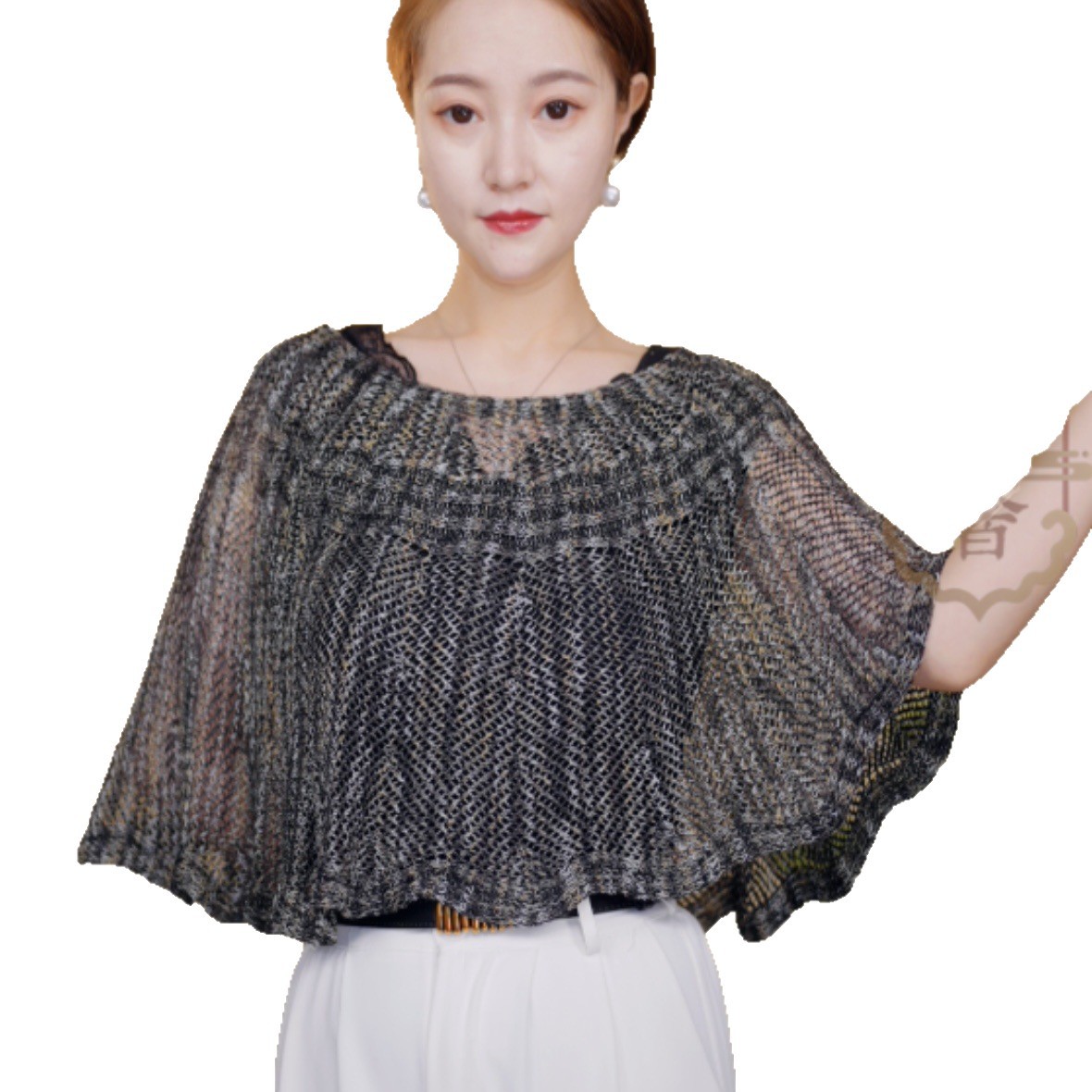 Picture of Women's Winter Pullover Neck Warmer, Solid Color Korean Style Versatile Neck Wrap, Knitted Ice Silk Pullover Small Cape Shawl