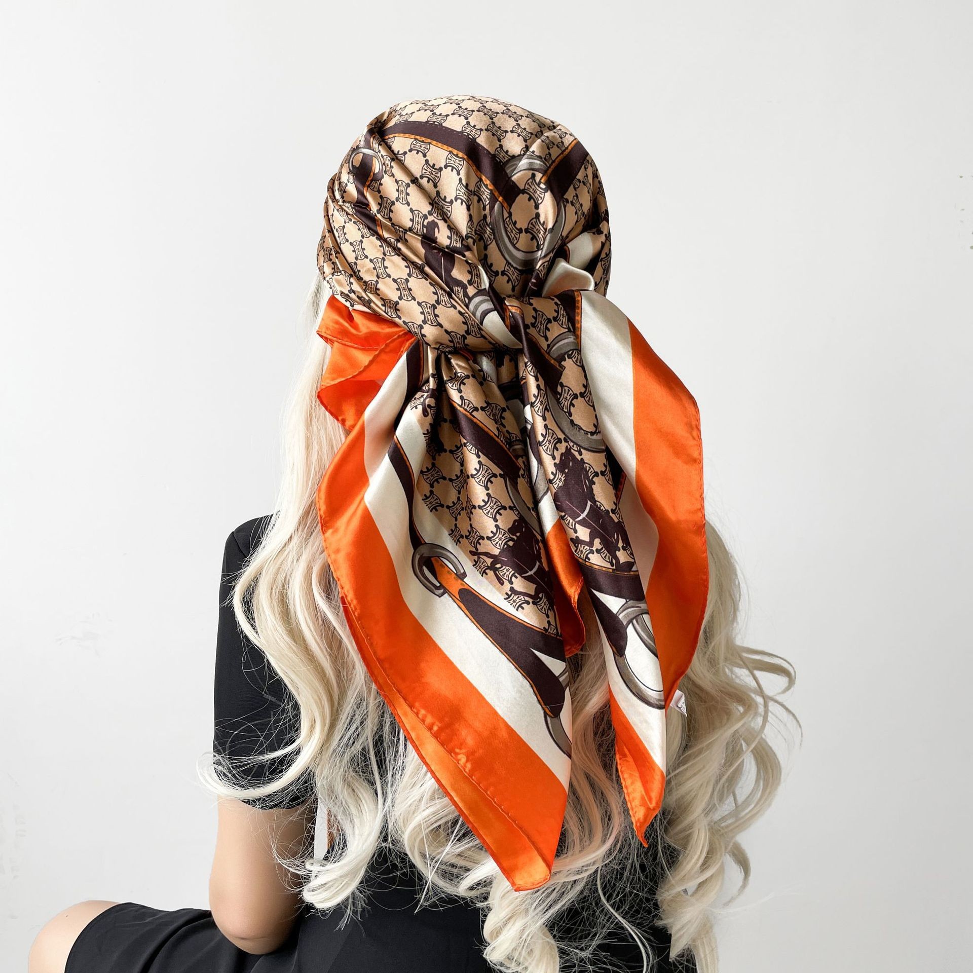 Picture of Simulated Silk Scarf Women's Headscarf 90*90cm Square Scarf Pattern Scarf Shawl European and American Cross-Border Scarf Wholesale
