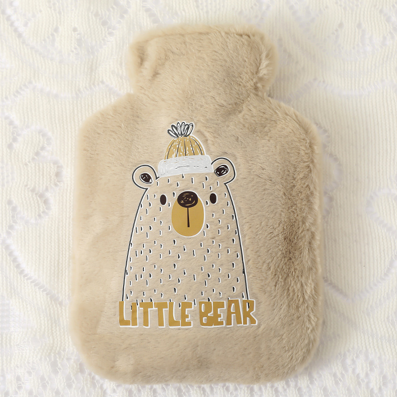 Picture of Rabbit Fur Hand Warmer Bag Filled with Water Hot Water Bottle Cartoon Plush Hand Warmer Hand Warmer Removable and Washable Hot Water Bag Thickeneded Explosion-Proof