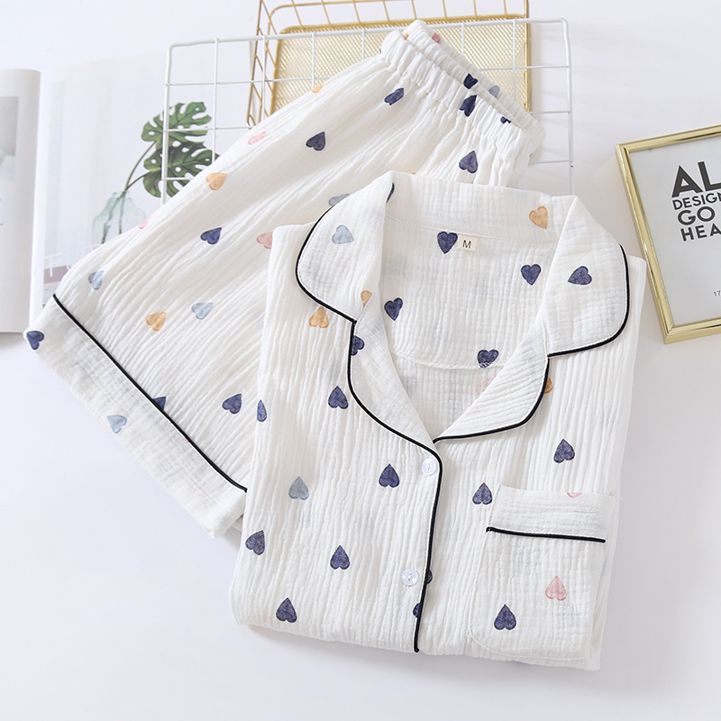 Summer New Cotton Gauze Short-sleeved Shorts Casual Pajamas suit Women's Cute Korean-style Thin Home Clothes