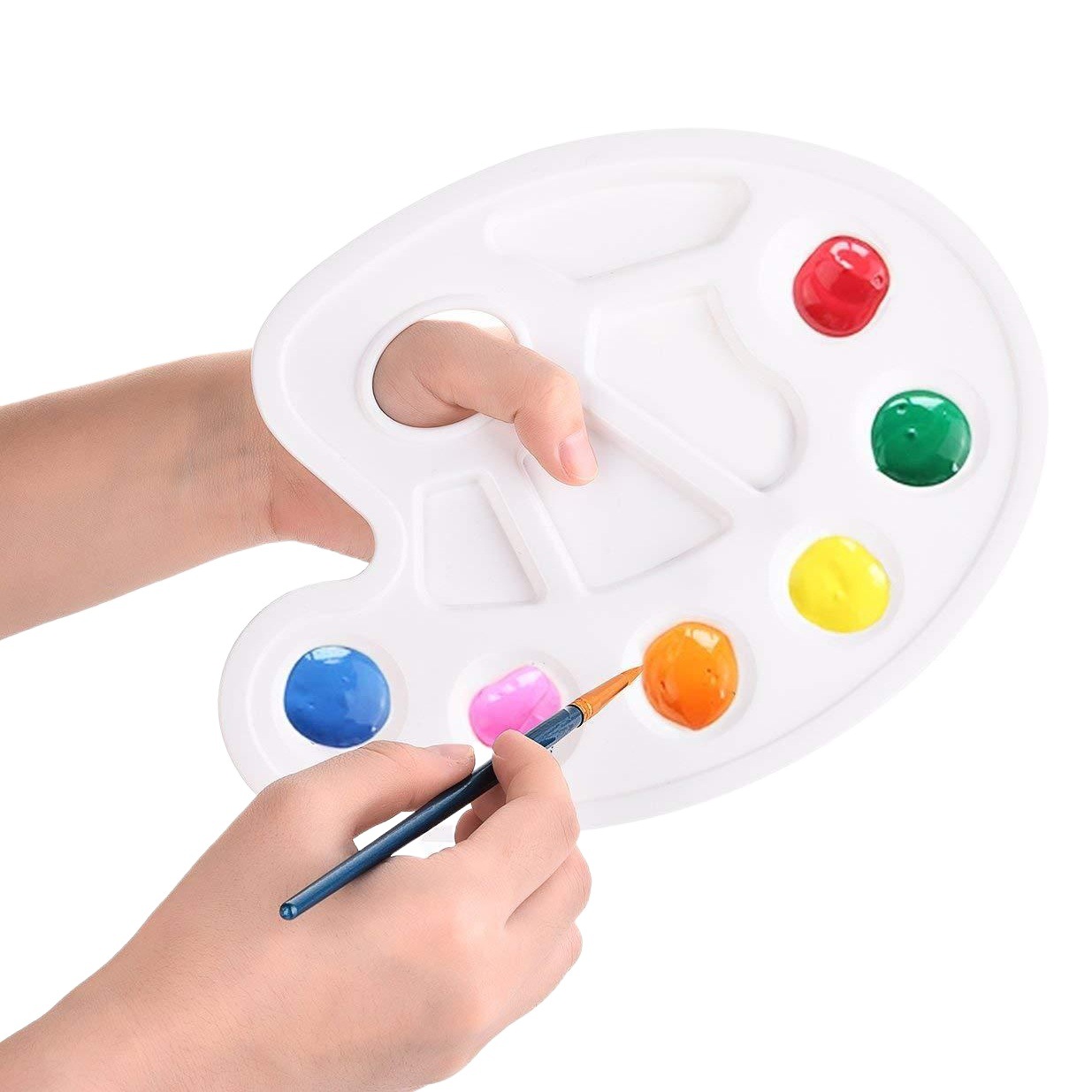 Nail tools painted palette hand-held round plastic seven-hole pigment plate student art painting supplies