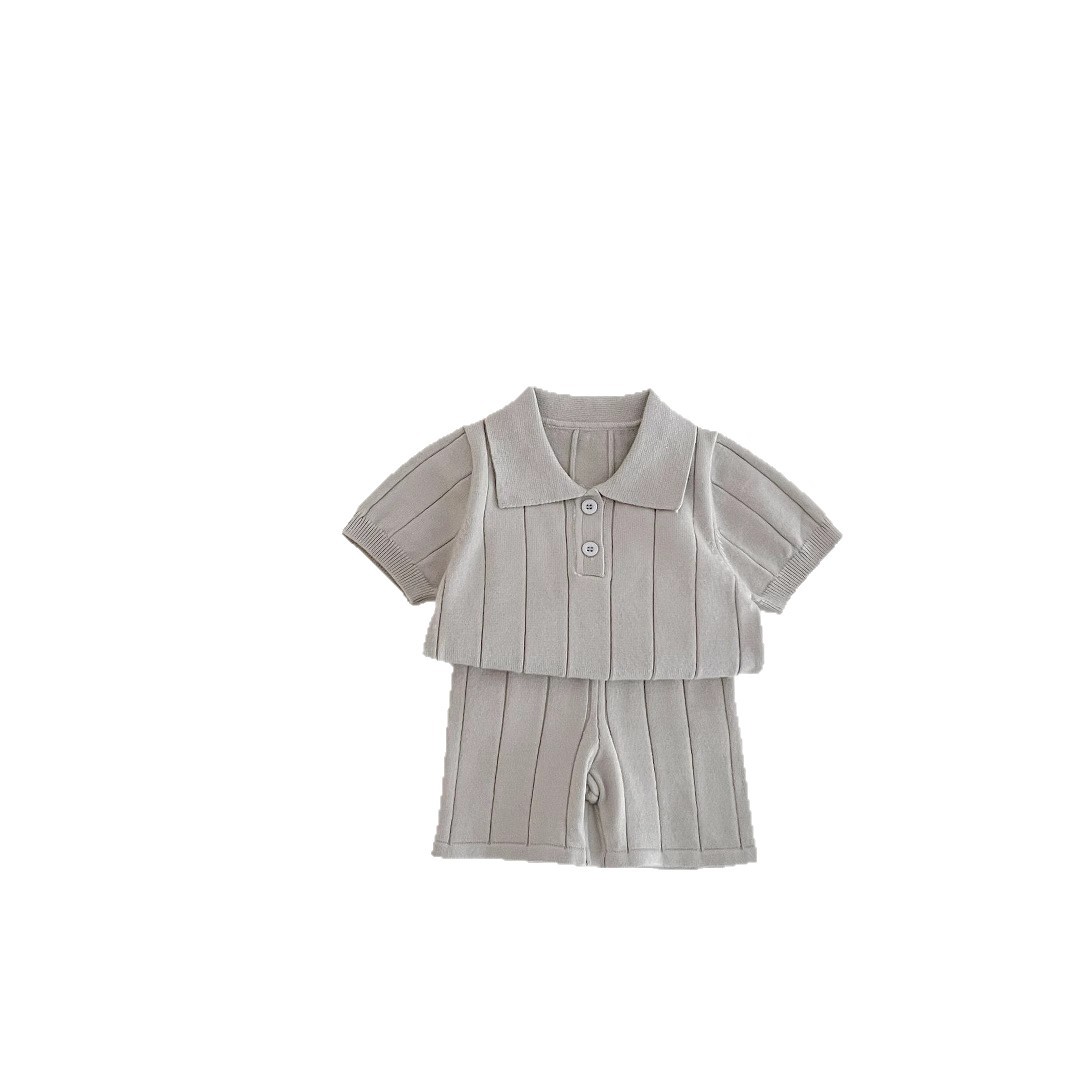 Picture of Ins Korean Style 2025 Spring and Summer Baby Children's Baby Ice Silk Knitted Sweater Thin Summer Top Pants suit