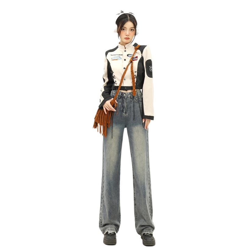 High Waist Wide Leg Jeans Women's Tall Spring and Autumn New Slimming All-match Draped Lengthened Straight Pants