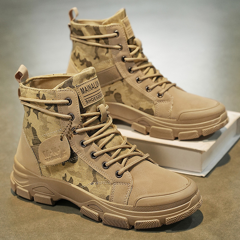 Boots Men's Cross-Border Export Large Size Men's Shoes Autumn and Winter High-Top Thick-Soled Hiking Shoes Short Boots Soft-Soled Casual Shoes