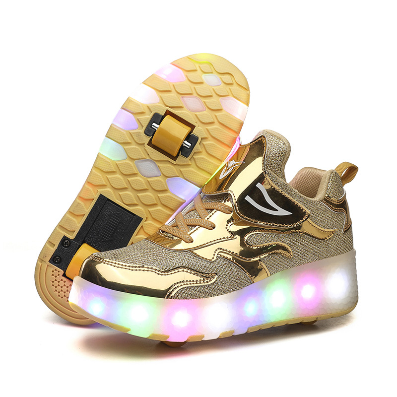 Picture of Cross-border foreign trade heywalk shoes for boys and girls four-wheel double-wheel LED flashing light luminous automatic invisible pulley skates