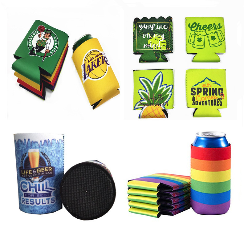 Picture of Cross-Border Hot-Selling Diving Material Rainbow Cola Sleeve 12oz Foldable Can Beer Cooler Sleeve
