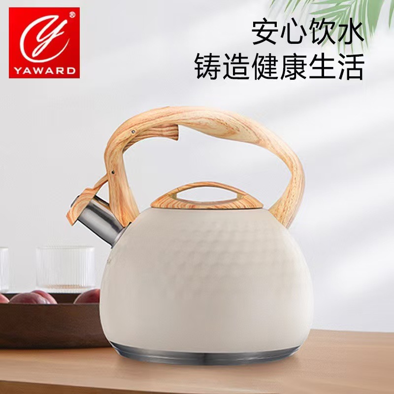 Picture of YAWARD one-button opening and closing 3L stainless steel whistle kettle hammer pattern whistle kettle kettle open flame induction cooker
