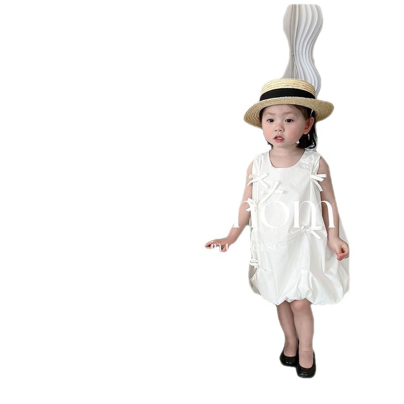 Picture of Children's White Dress 2022 Summer New Girls Korean Style Sweet Fresh Dress Baby Princess Style Thin