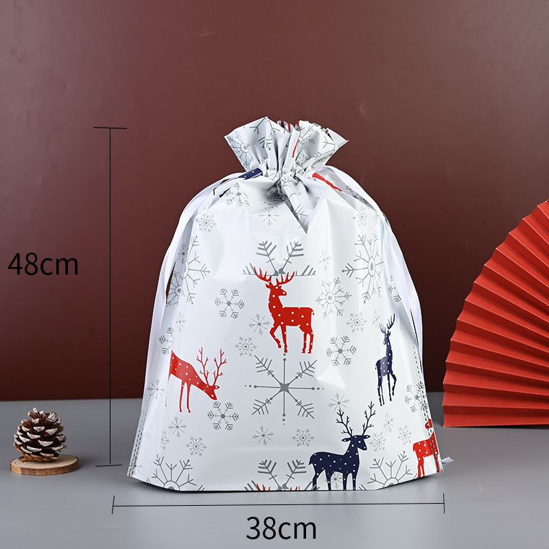 Picture of Cross-border Amazon Christmas Gift Bag Drawstring Bag Christmas Gift Packaging Bag Ping An Fruit Snowflake Crisp Bag