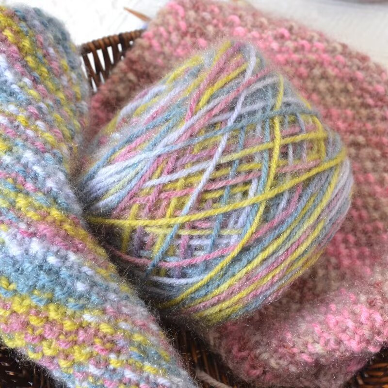 3 two colorful squirrel velvet line mohair bright silk color segment dyeing hand-woven hook hat scarf shawl coarse wool