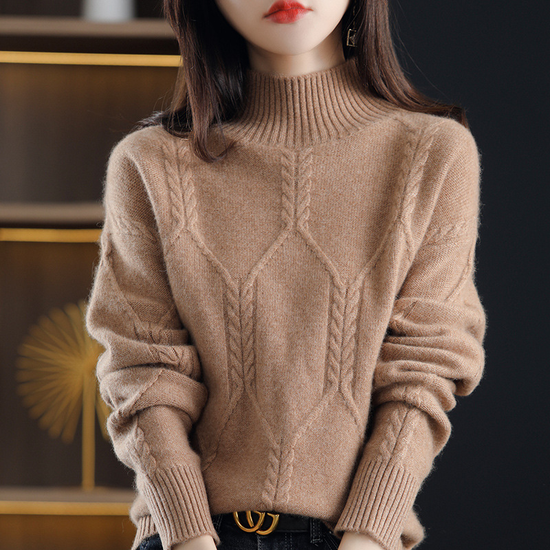 Picture of Fleece-lined sweater women's winter thickened inner half turtleneck bottoming shirt 2024 autumn and winter New popular high-grade Western style top