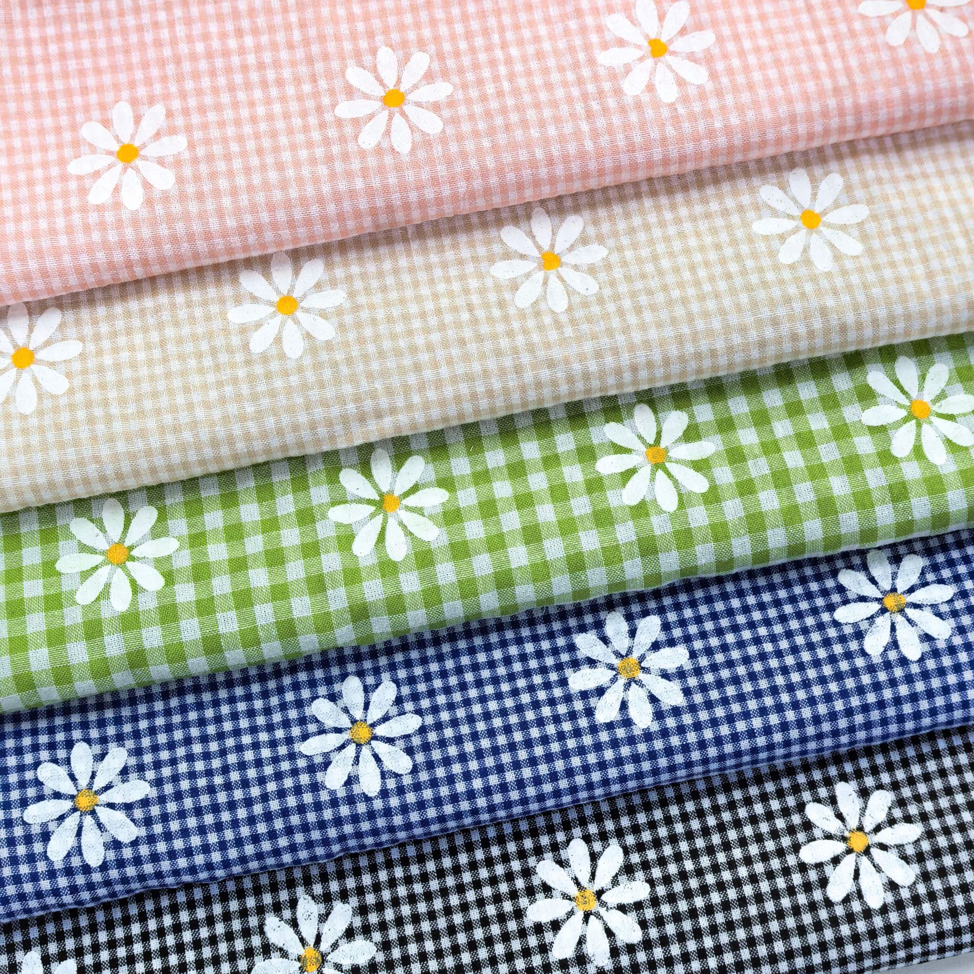 Spring and Summer Polyester Cotton Yarn-dyed Chaoyang Daisy Bubble Printed dress Shirt Table Cloth Printed Fabric Home Boutique