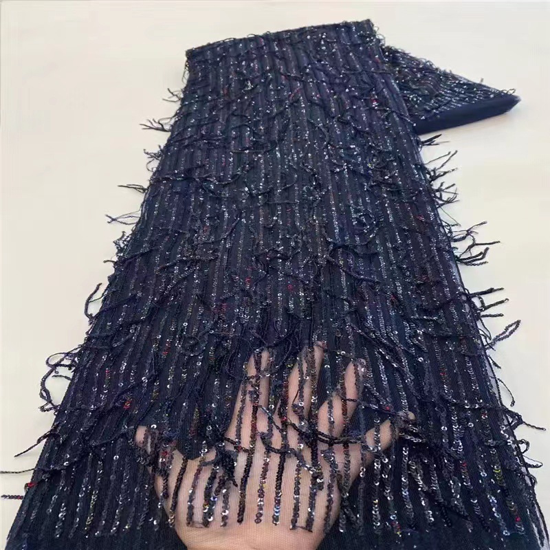 Classic Straight-row hanging beard laminated sequin embroidery flexible women's skirt shirt evening dress fishtail skirt sequin fabric