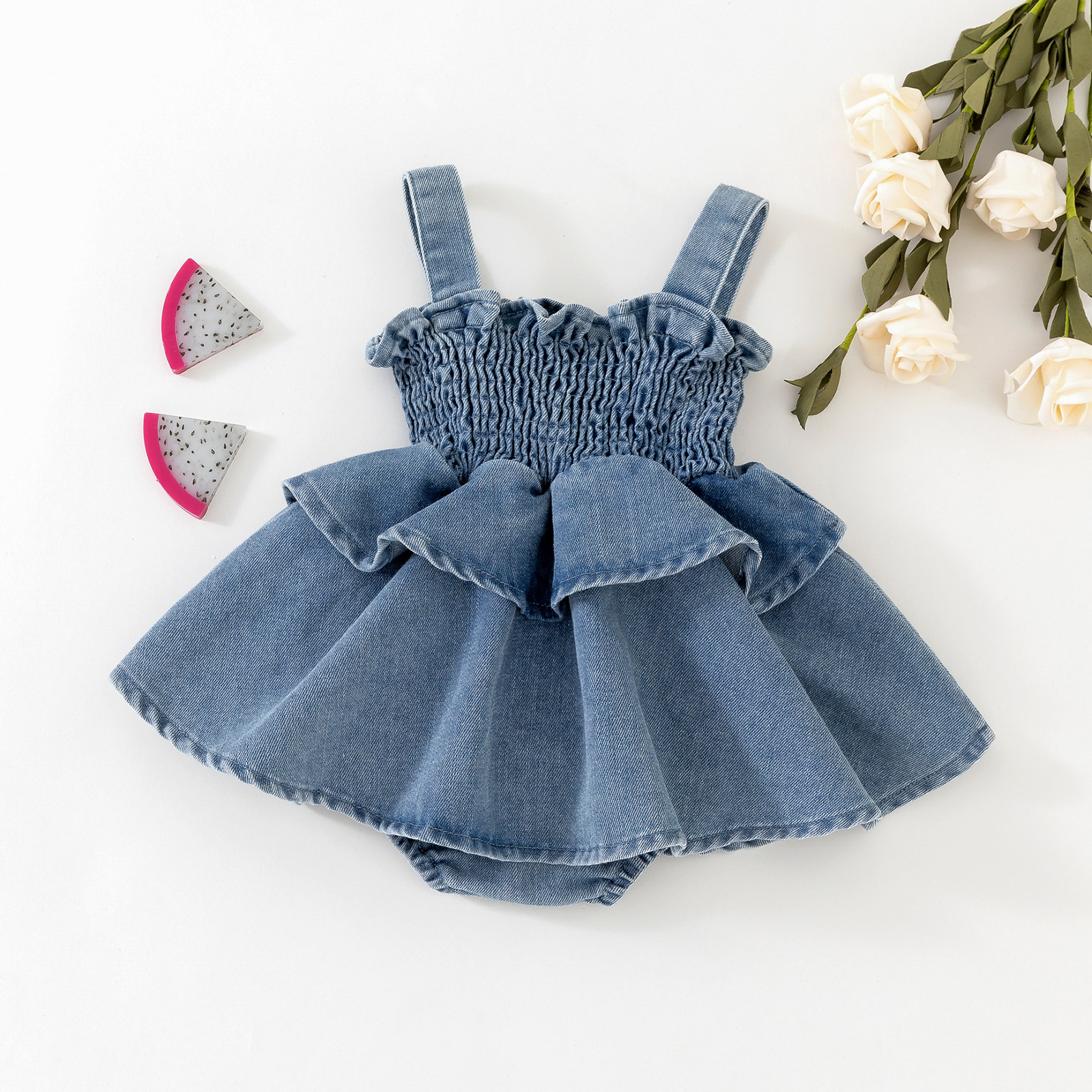 Picture of Cross-border summer new baby girl baby strawberry strap Denim cute ha skirt dress