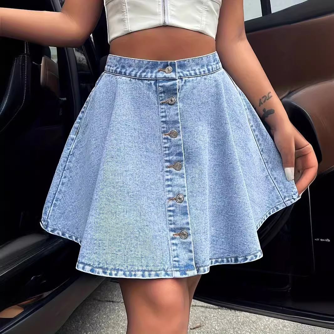 Amazon Cross-Border Women's Clothing European and American Casual Trendy High-Waisted Loose Slim Denim Skirt