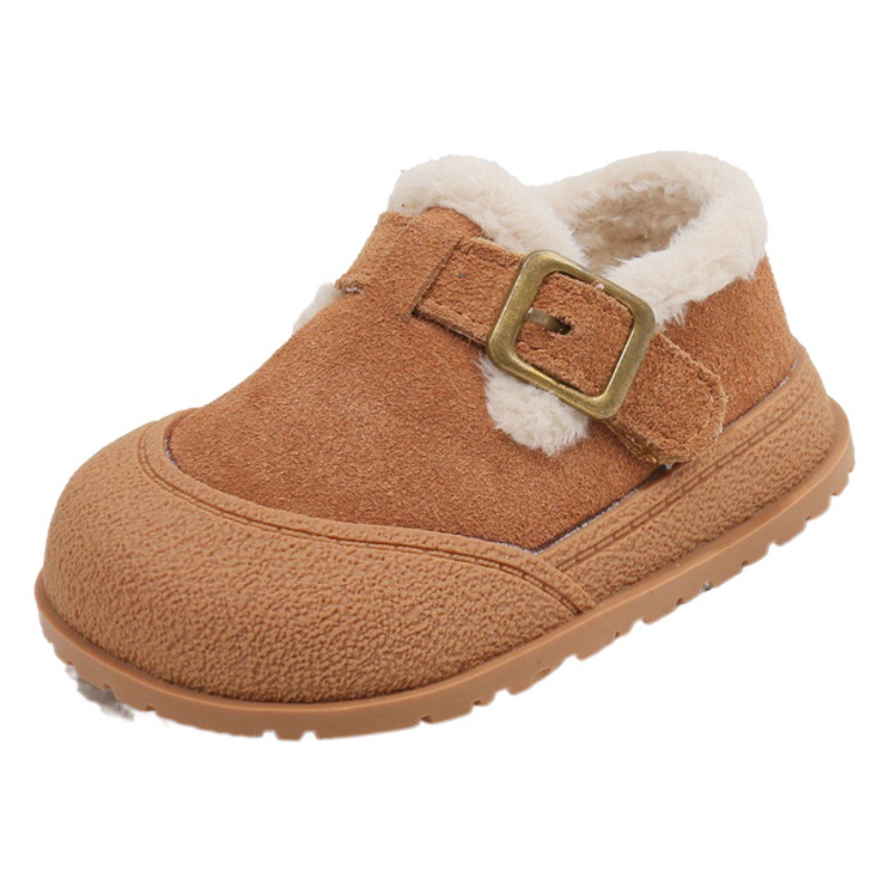 Autumn and winter fleece-lined soft-soled non-slip cotton shoes 1-2-3 years old boys Korean children's shoes girls baby toddler shoes