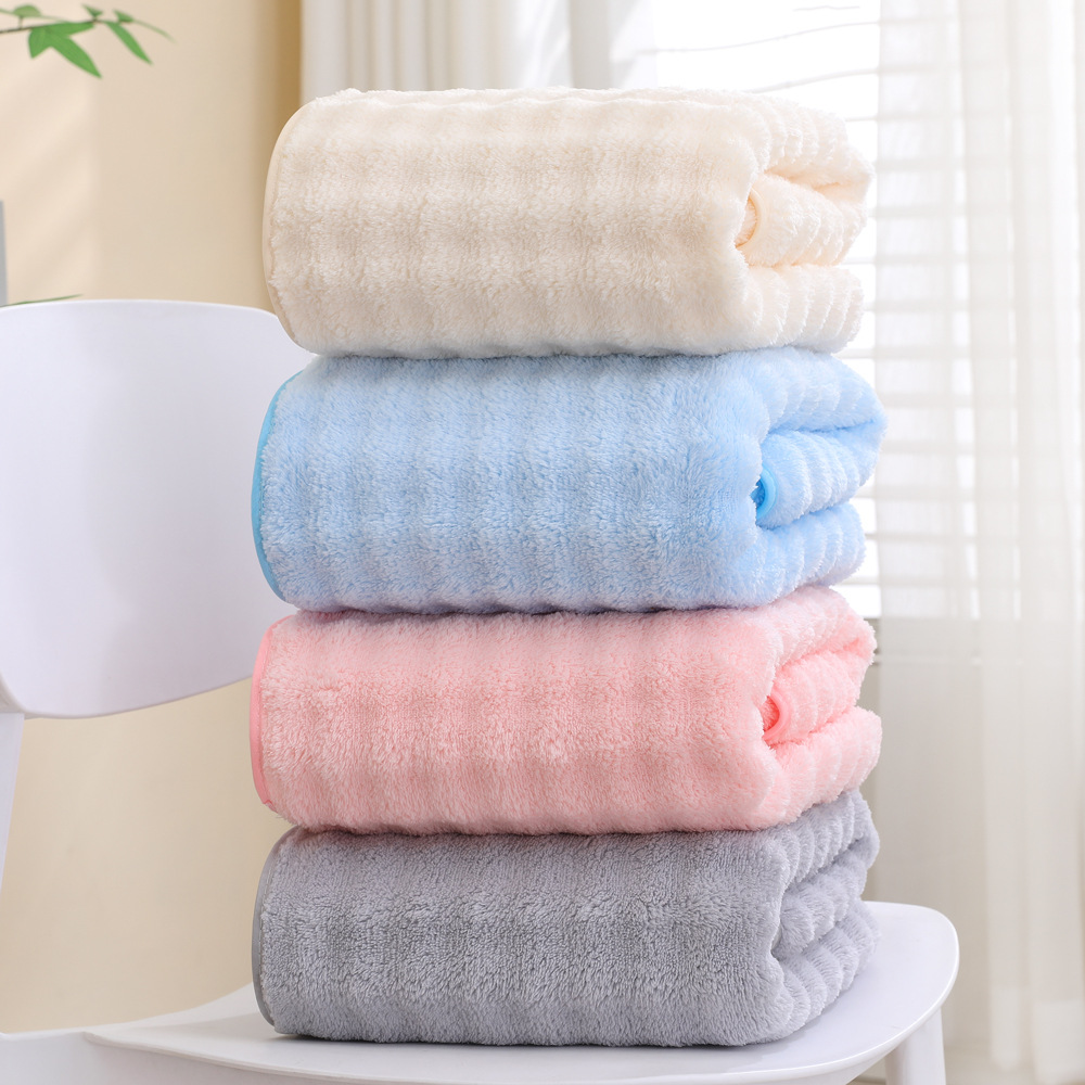 Picture of New Enlarged and Thickened Coral Velvet Bath Towel, Bubble Velvet Couple Towel, Absorbent, Quick-Drying, Soft, Not Easy to Shed Hair, Adult Wrap Towel