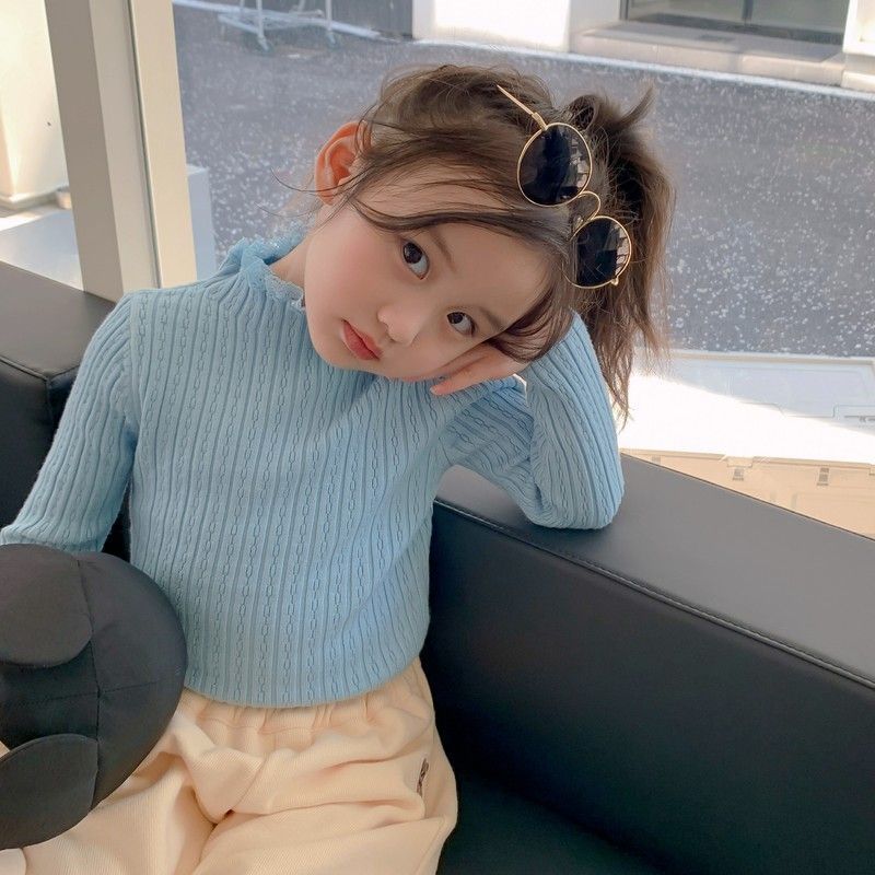 Picture of [in stock] Half-high collar girls' base sweater 2025 autumn and winter new foreign-style wooden ear sweater children