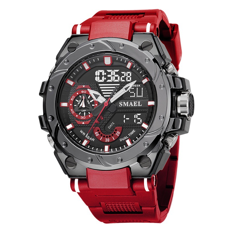 Smael Trendy Brand Alloy Watch Men's Multifunctional Cool Dual Display Outdoor Waterproof Electronic Watch