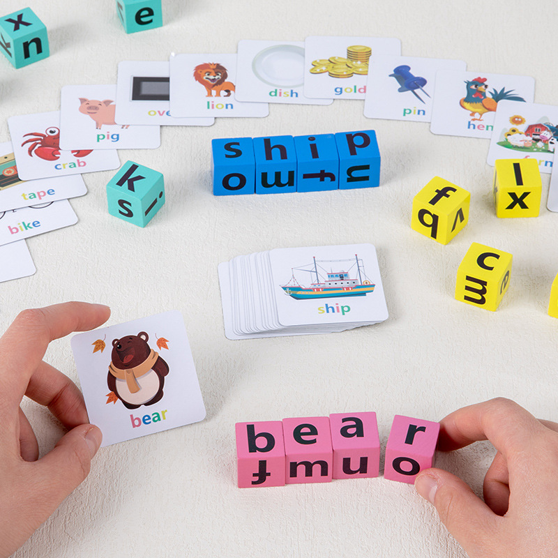 Picture of Children's English Card Spelling Word Battle Face-changing Rubik's Cube Parent-child Interactive Desktop Games Baby Educational Toys