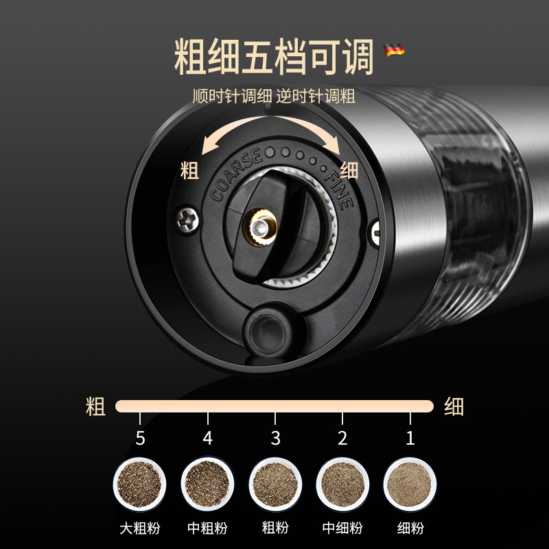 Picture of 304 stainless steel household pepper grinder electric grinding pepper powder Black pepper kitchen pepper seasoning bottle