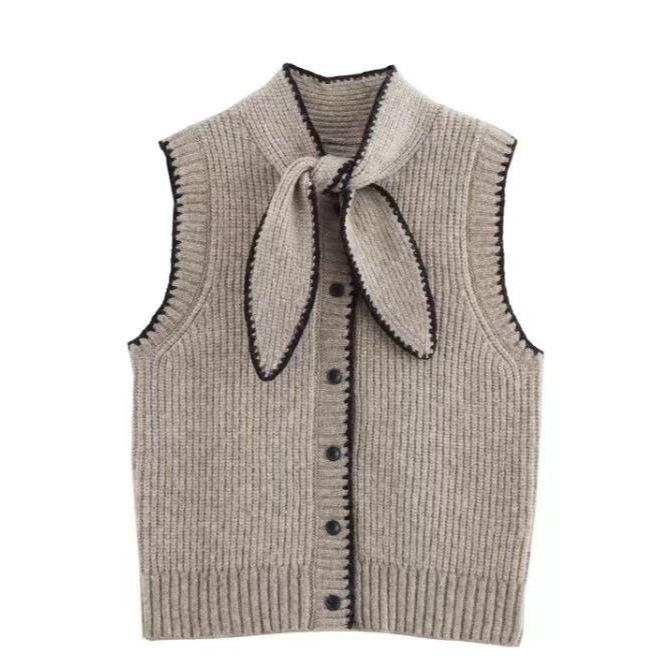 Picture of ZA cross-border women's clothing wholesale European and American style fashion simple Joker bow decoration sleeveless knitted vest 3920527
