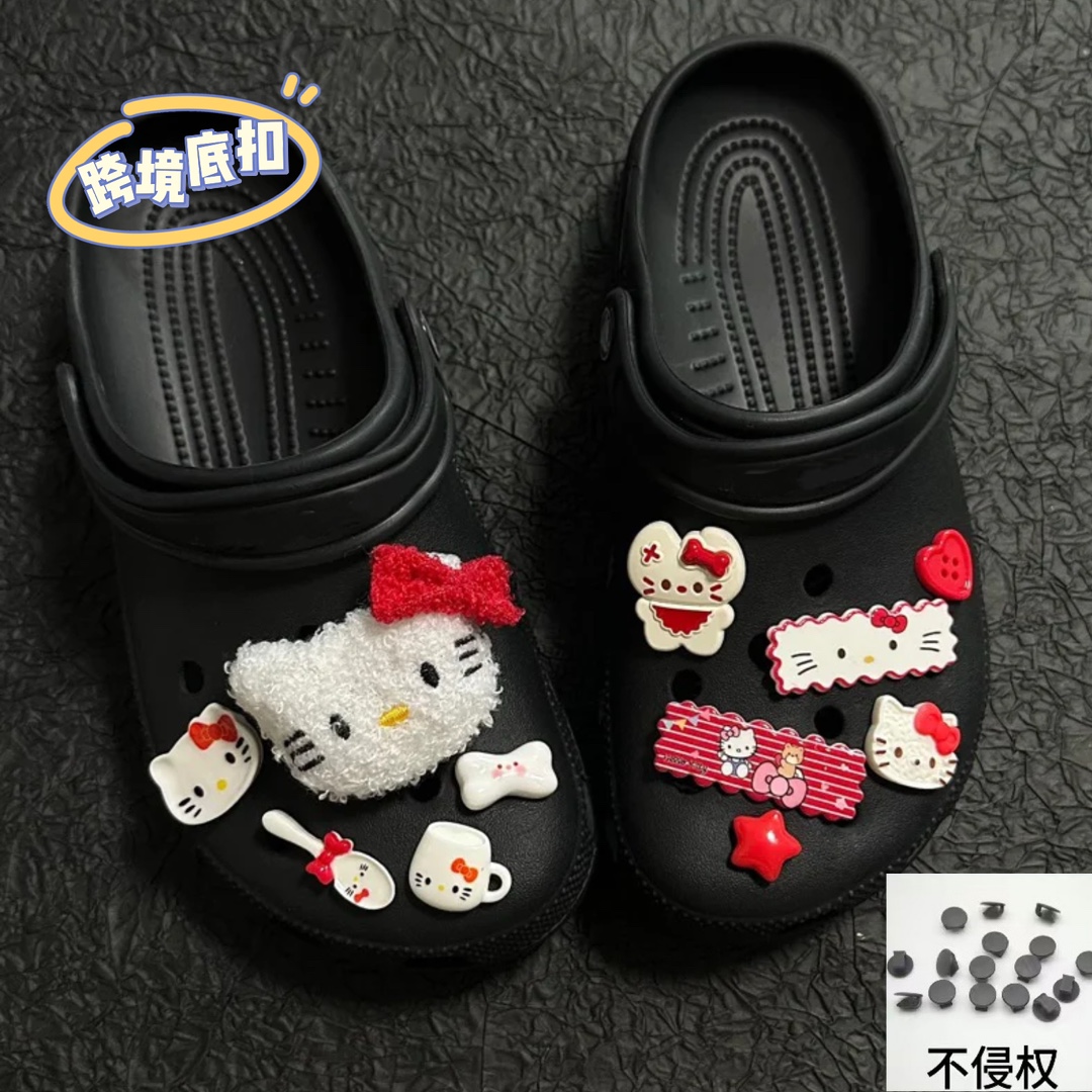Adaptable to hole shoes, shoe flowers, shoe buckle accessories, red kt clip, cartoon cute upper, detachable decorative buckle accessories