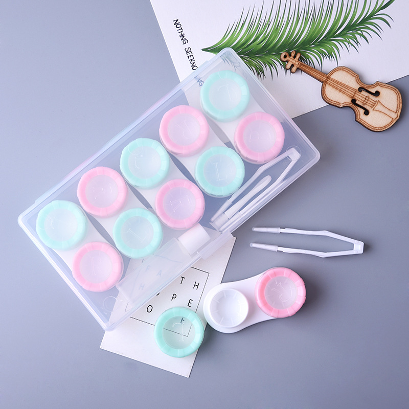Picture of Macaron Five-Pack Contact Lens Case, Contact Lens Storage Box, Pp Box Set, Display Box with Clip, Tweezers Bottle
