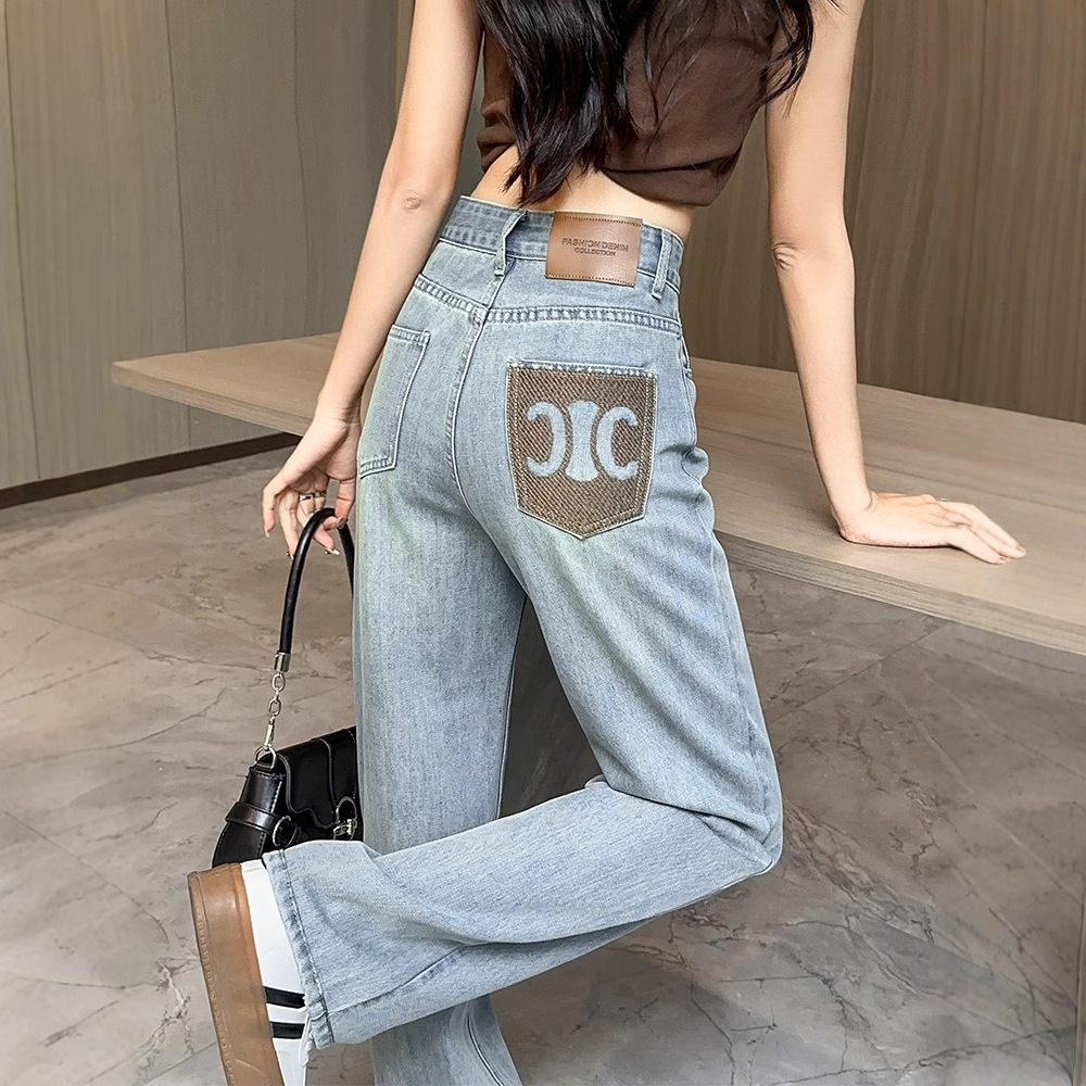 Straight Leg Jeans Women's Spring and Autumn New 2025 Fashionable Slimming Narrow Version American Style High Street Old Women's Wide Leg Pants