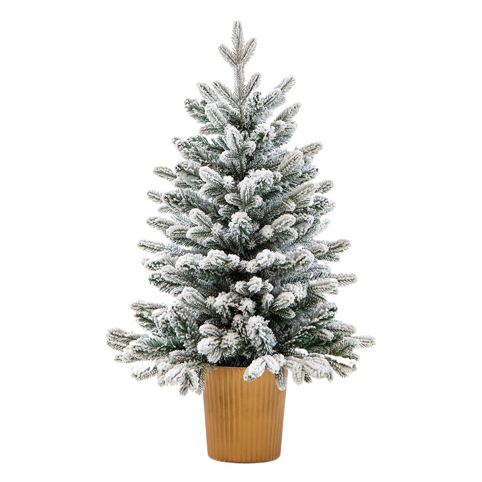 Christmas Tree Xintean Christmas Tree Set Artificial Pe Gold Basin Desktop Package Christmastree Snow Tree