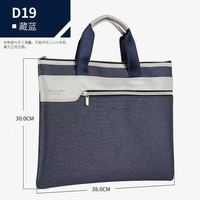 Picture of Briefcase Canvas File Bag Zipper Bag File Bag Waterproof Handbag Oxford Cloth Storage Business Office