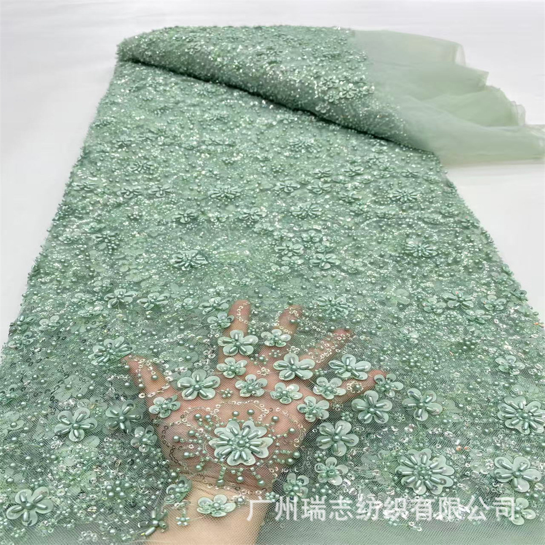 Picture of Laser Flower Sequin Embroidered Cloth Wedding Dress Evening Dress Stage Costume Fabric Sequin Lace Fabric Ready Stock