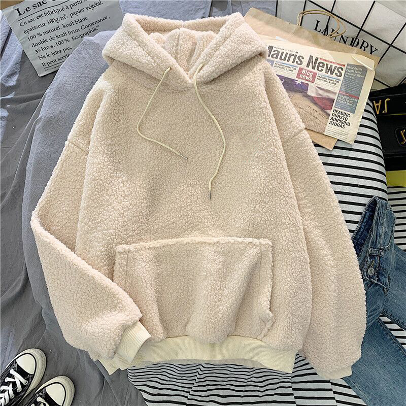 Picture of Official Picture Hooded Velvet Thickeneded Lamb Velvet Furry Sweatshirt for Women Korean Style Student Autumn and Winter Warm Jacket Dropshipping