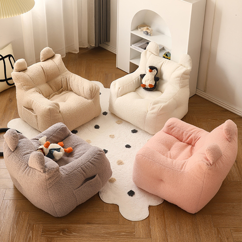 Picture of Children's Sofa Lamb Fleece Cute Single Person Baby's Seat Reading Area Cartoon Sofa Children's Room Casual Small Sofa