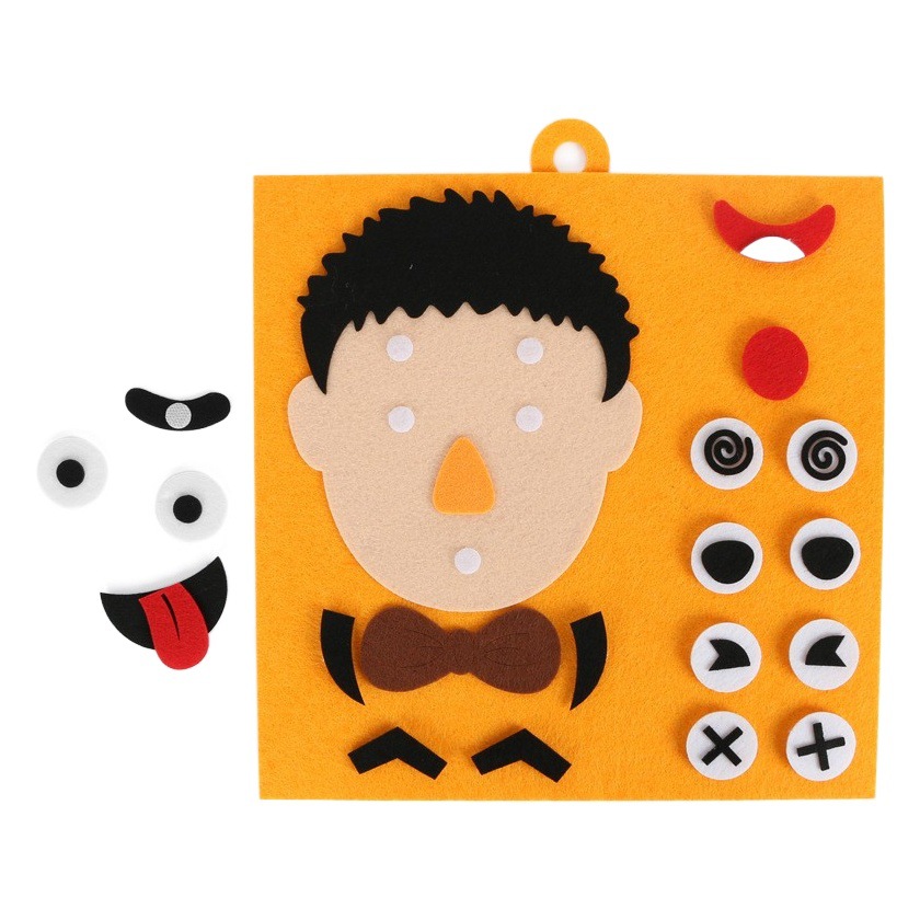 Felt Kidsren's Expression Stickers Kindergarten Facial Features Changing Expression Teaching Aids Cross-Border DIY Felt Expression Pack