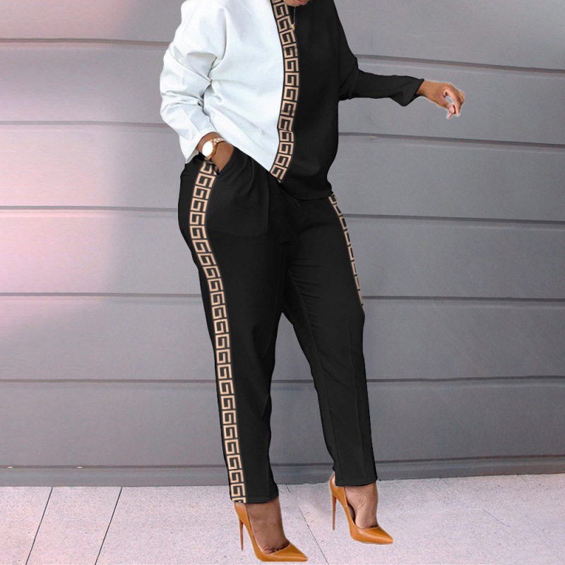 Picture of 9788# Cross-border Fall/Winter New Products Amazon European and American Women's Fashion Contrast Printing Long Sleeve Loose Casual suit