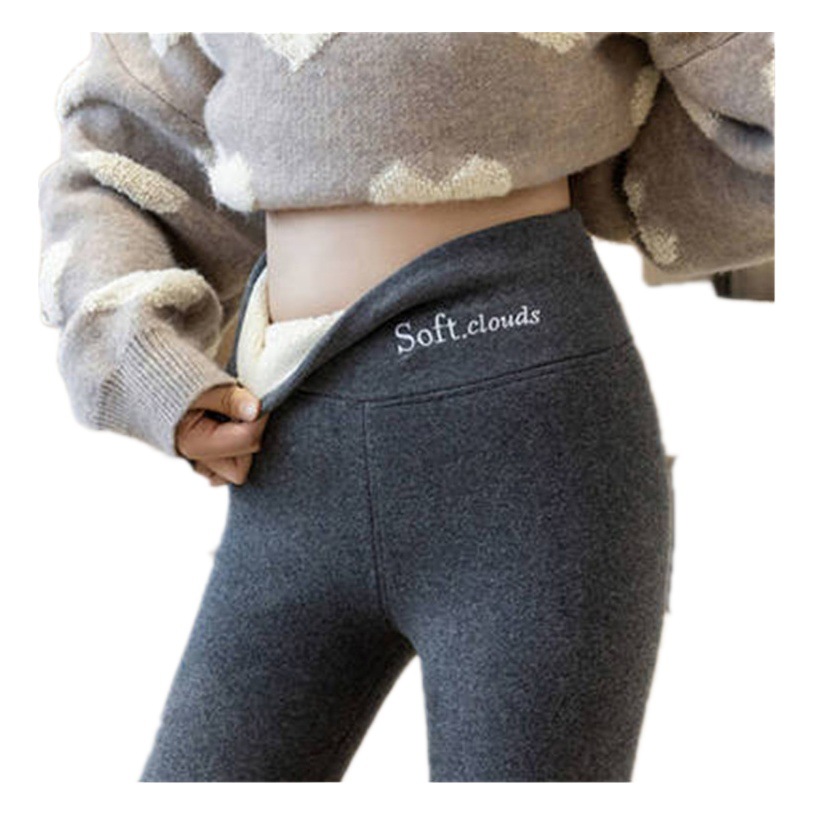 Faux lambswool leggings women's winter fleece-lined thickened outer wear high waist skinny pants winter warm pantyhose one-piece pants