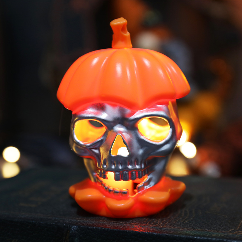 Picture of Halloween Skull Electronic Candle Lamp Ghost Festival Decoration Pumpkin Lantern Halloween Party Decoration Props Scene Cloth
