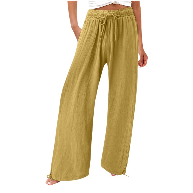 2025 Independent Station Amazon European and American Cross-Border Hot Selling Export Elastic Casual Pure Color Pants Wide Leg Pants