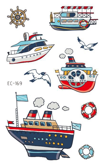 Picture of Children's Cartoon Transport tattoo Paper stickers Aircraft Ship Train Track Creative tattoo stickers